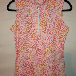 Tail Pink and Orange Print Sleeveless Zip Golf Top